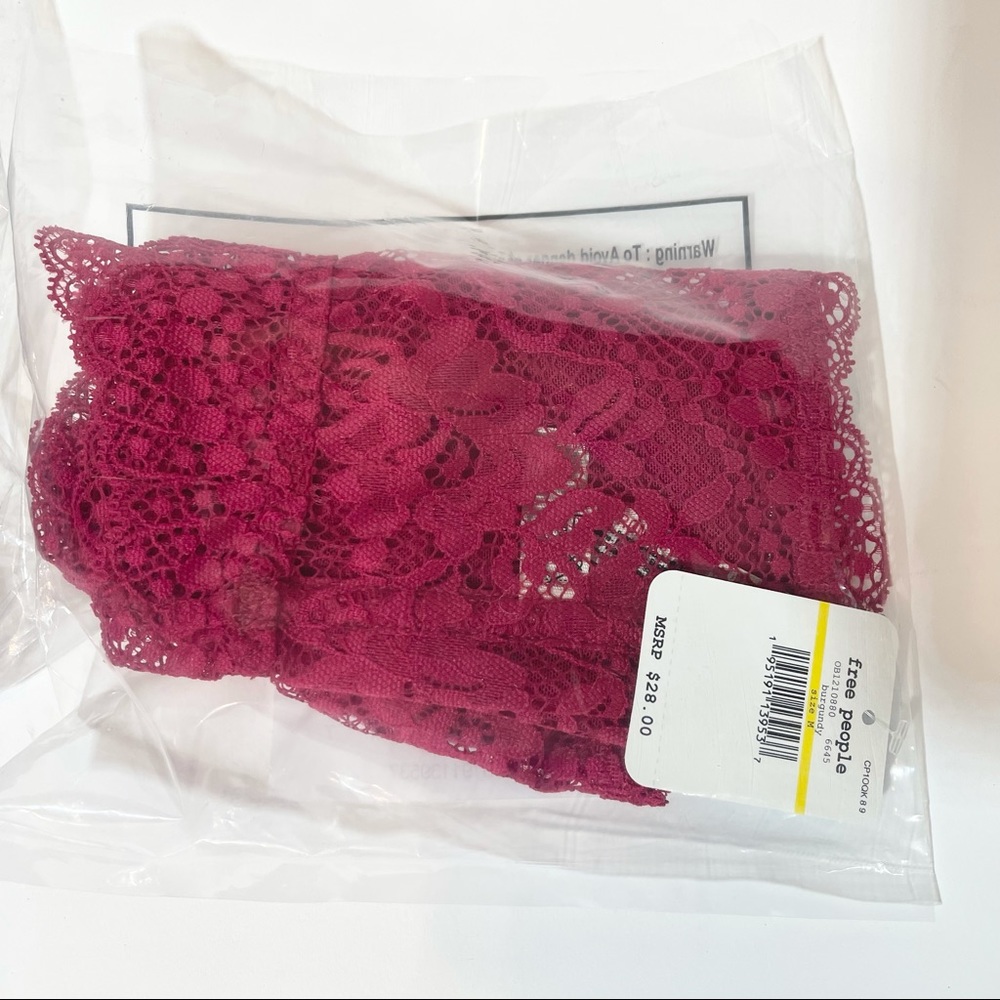 Free People Lacey Looks Bandeau Burgundy Sz M - Picture 5 of 5